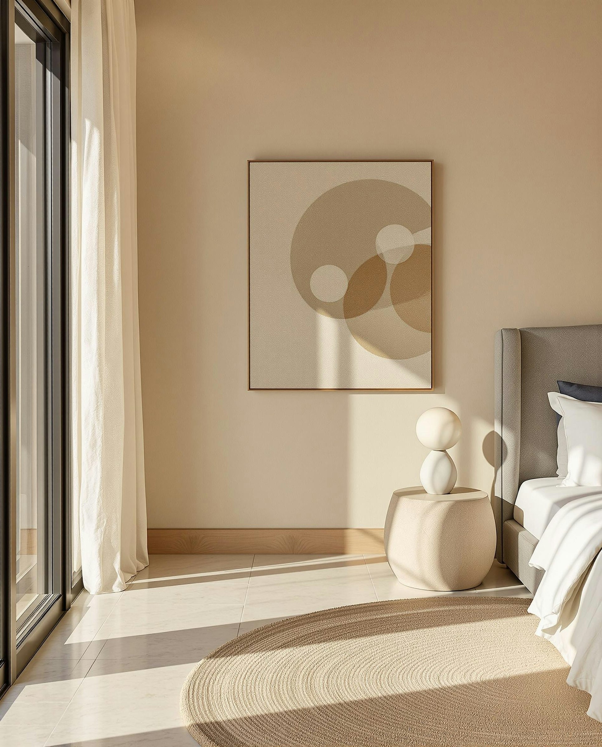 Quiet bedroom corner with a reading chair by the window